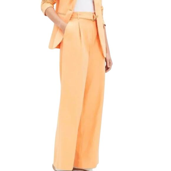 LOFT Pants - LOFT The Peyton Pastel Orange Cotton Linen High Rise Wide Leg Trouser Pants